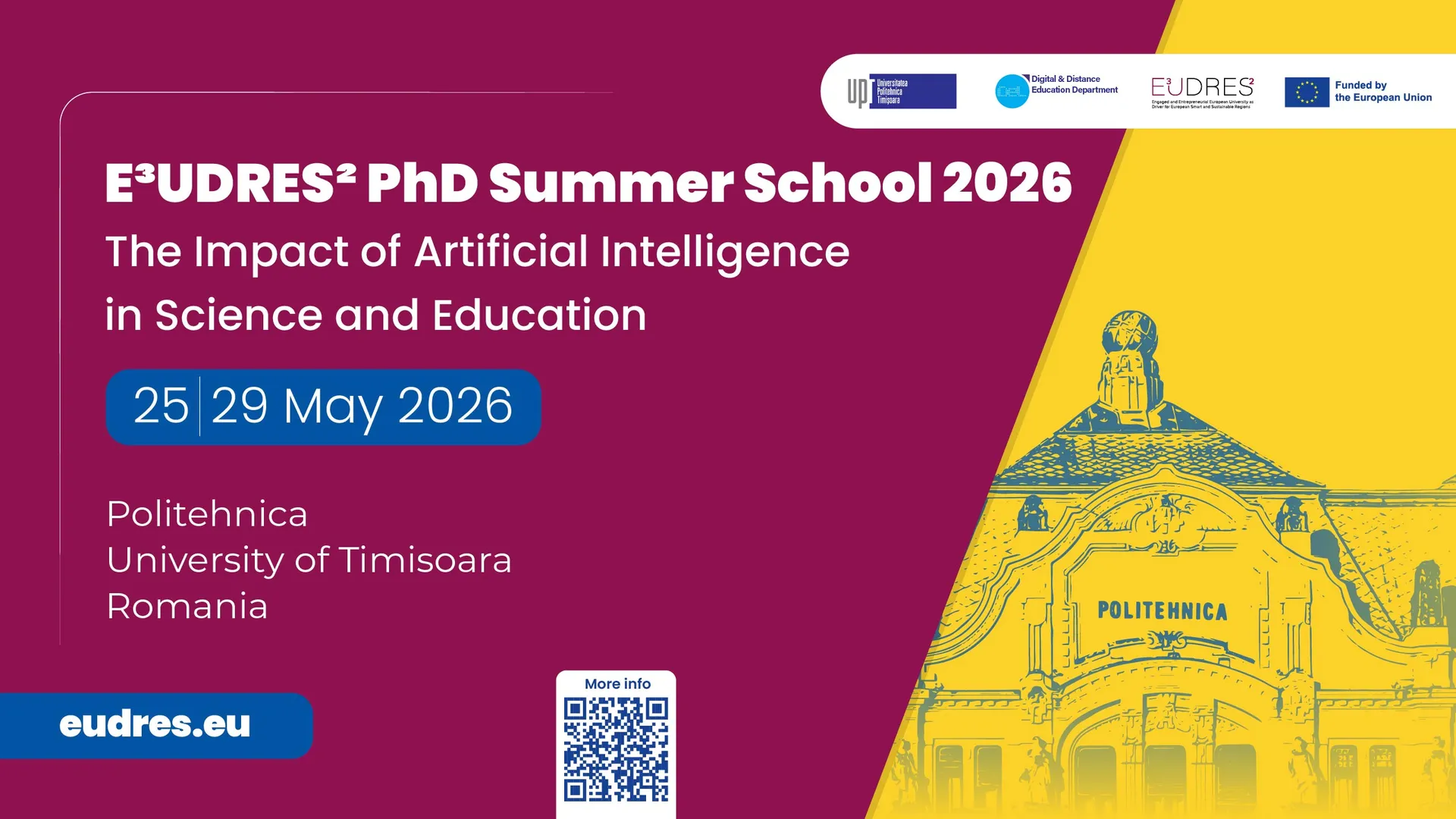E³UDRES² PhD Summer School 2026 – „Impactul Inteligenței Artificiale în Știință și Educație“